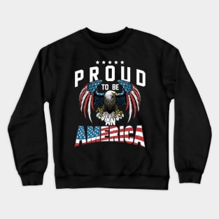 Proud To Be An American Graphic Eagle American Flag Ribbon Crewneck Sweatshirt